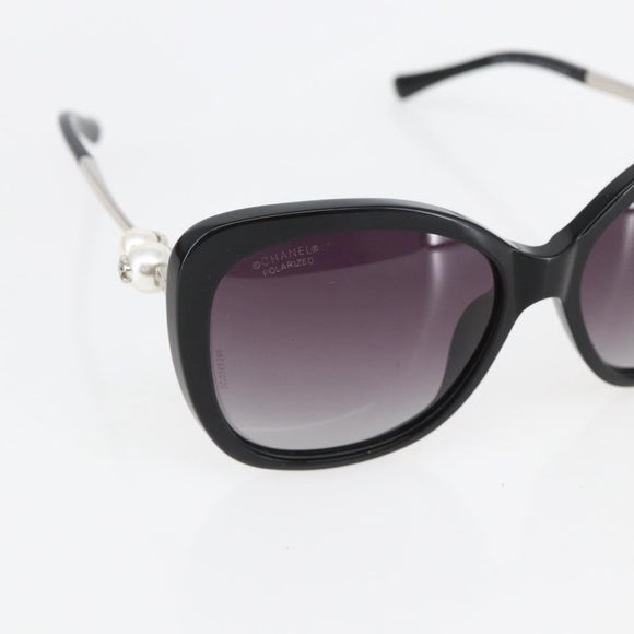 CHANEL Coco Pearl Sunglasses metal Black 5339-H CC Auth 156688