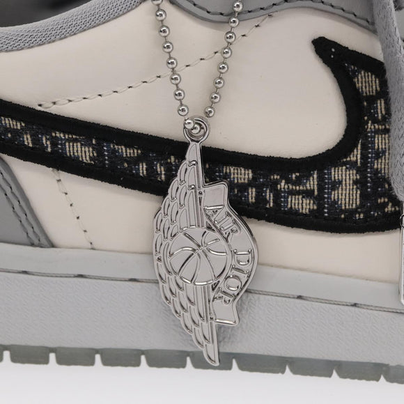 Christian Dior Trotter Air Dior Air Jordan 1 Low OG Sneakers Gray Auth 156693SM