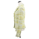 CHANEL Jacket Tweed Yellow Silver CC Auth 156695M-3