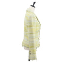 CHANEL Jacket Tweed Yellow Silver CC Auth 156695M-4