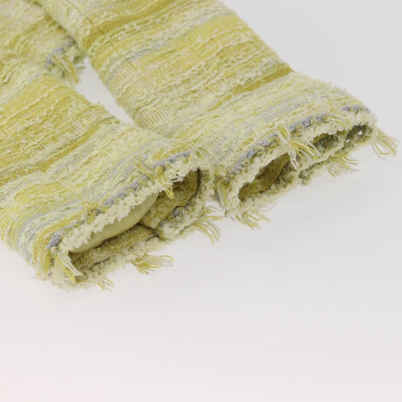 CHANEL Jacket Tweed Yellow Silver CC Auth 156695M