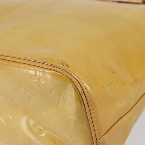 LOUIS VUITTON Monogram Vernis Houston Hand Bag Beige M91004 LV Auth 156696