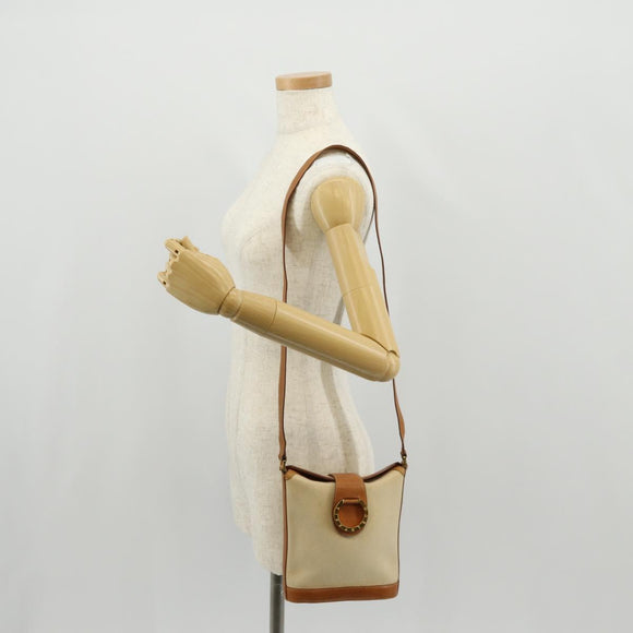 TIFFANY&Co. Shoulder Bag Canvas Beige Gold Auth 156697