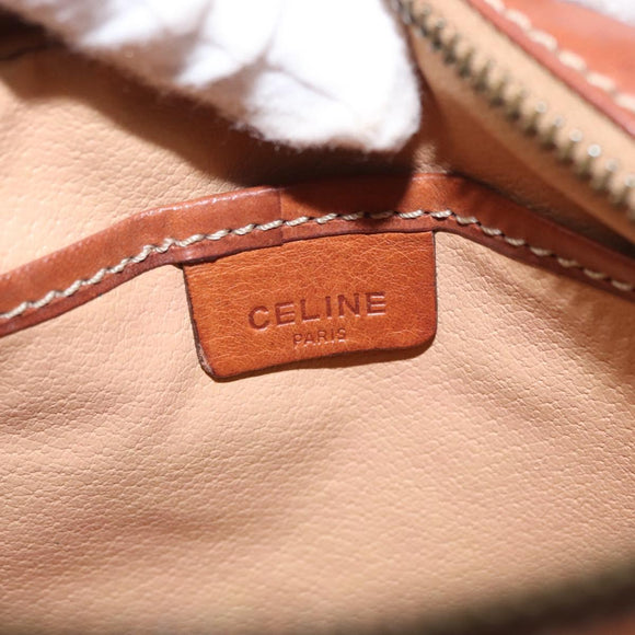 CELINE Macadam Canvas Shoulder Bag PVC Leather Brown Gold Auth 156702