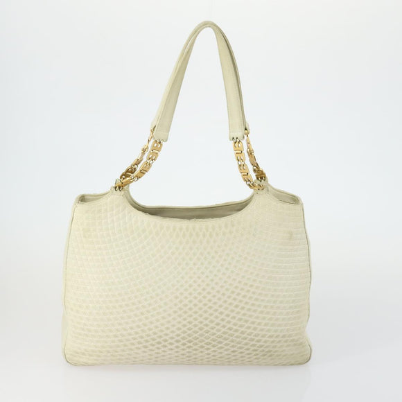 BALLY Tote Bag Leather 2 Set Black Ivory Auth 156704