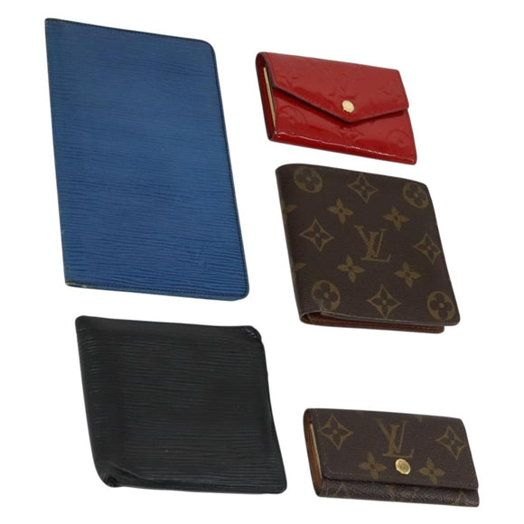 LOUIS VUITTON Epi Wallet 5 Set Blue Brown black LV Auth 156705