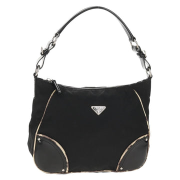 PRADA Shoulder Bag Nylon Black Silver Auth 156706V
