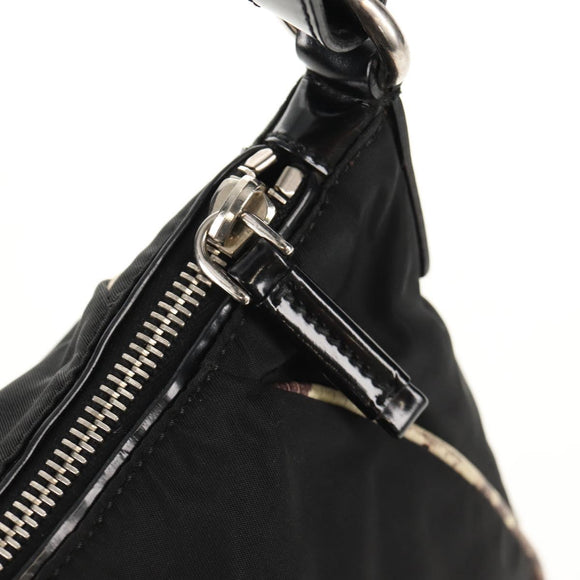 PRADA Shoulder Bag Nylon Black Silver Auth 156706V