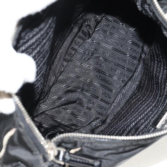 PRADA Shoulder Bag Nylon Black Silver Auth 156706V