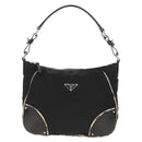 PRADA Shoulder Bag Nylon Black Silver Auth 156706V-13