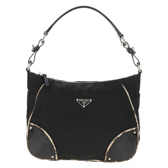 PRADA Shoulder Bag Nylon Black Silver Auth 156706V