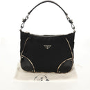 PRADA Shoulder Bag Nylon Black Silver Auth 156706V-12
