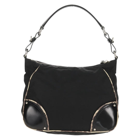PRADA Shoulder Bag Nylon Black Silver Auth 156706V