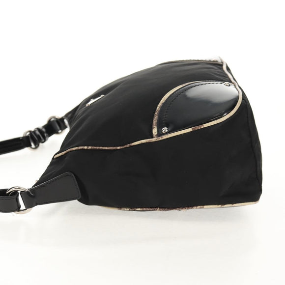 PRADA Shoulder Bag Nylon Black Silver Auth 156706V