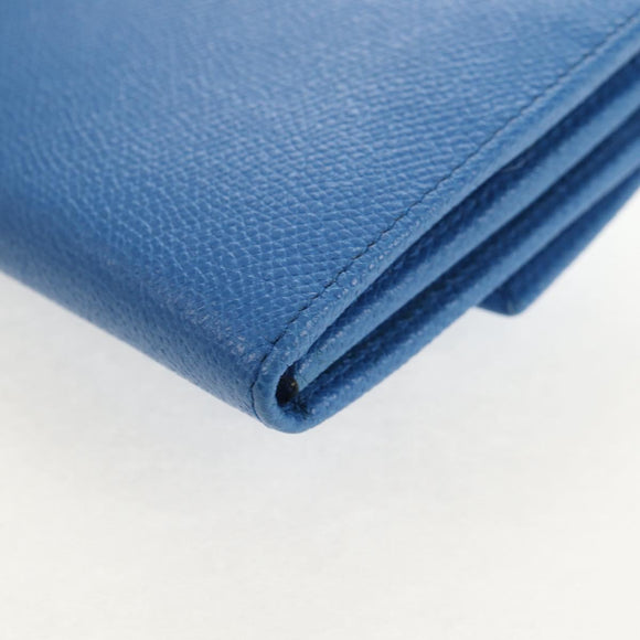 Salvatore Ferragamo Gancini Long Wallet Leather Blue Gold Auth 156708V