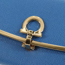 Salvatore Ferragamo Gancini Long Wallet Leather Blue Gold Auth 156708V-12