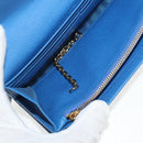 Salvatore Ferragamo Gancini Long Wallet Leather Blue Gold Auth 156708V-16