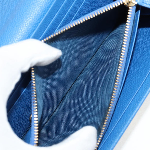 Salvatore Ferragamo Gancini Long Wallet Leather Blue Gold Auth 156708V