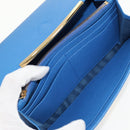 Salvatore Ferragamo Gancini Long Wallet Leather Blue Gold Auth 156708V-20