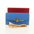 Salvatore Ferragamo Gancini Long Wallet Leather Blue Gold Auth 156708V-23
