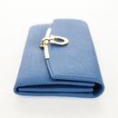 Salvatore Ferragamo Gancini Long Wallet Leather Blue Gold Auth 156708V-5