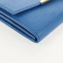 Salvatore Ferragamo Gancini Long Wallet Leather Blue Gold Auth 156708V-8