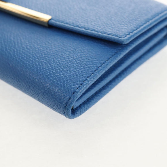 Salvatore Ferragamo Gancini Long Wallet Leather Blue Gold Auth 156708V