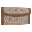 Christian Dior Honeycomb Canvas Long Wallet PVC Beige gold Auth 156709-1