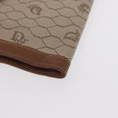 Christian Dior Honeycomb Canvas Long Wallet PVC Beige gold Auth 156709-15