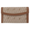 Christian Dior Honeycomb Canvas Long Wallet PVC Beige gold Auth 156709-13
