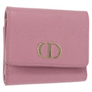 Christian Dior 30 Montaigne Compact Wallet Leather Pink Gold Auth 156710-1