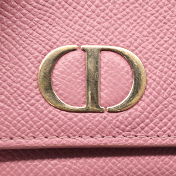 Christian Dior 30 Montaigne Compact Wallet Leather Pink Gold Auth 156710