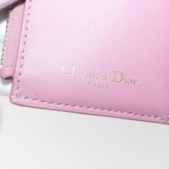 Christian Dior 30 Montaigne Compact Wallet Leather Pink Gold Auth 156710