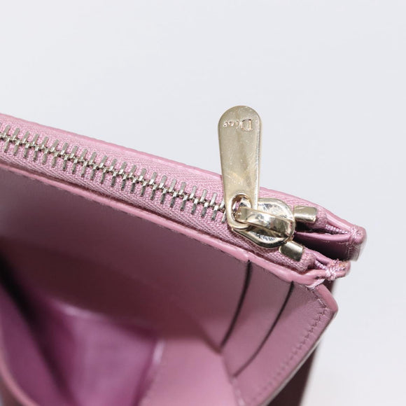 Christian Dior 30 Montaigne Compact Wallet Leather Pink Gold Auth 156710