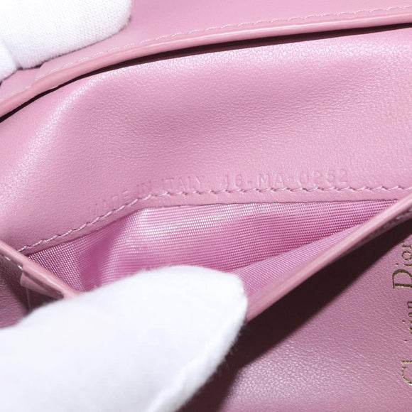 Christian Dior 30 Montaigne Compact Wallet Leather Pink Gold Auth 156710