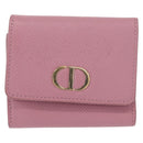 Christian Dior 30 Montaigne Compact Wallet Leather Pink Gold Auth 156710-13