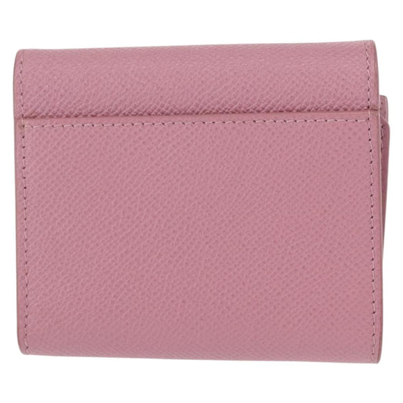 Christian Dior 30 Montaigne Compact Wallet Leather Pink Gold Auth 156710