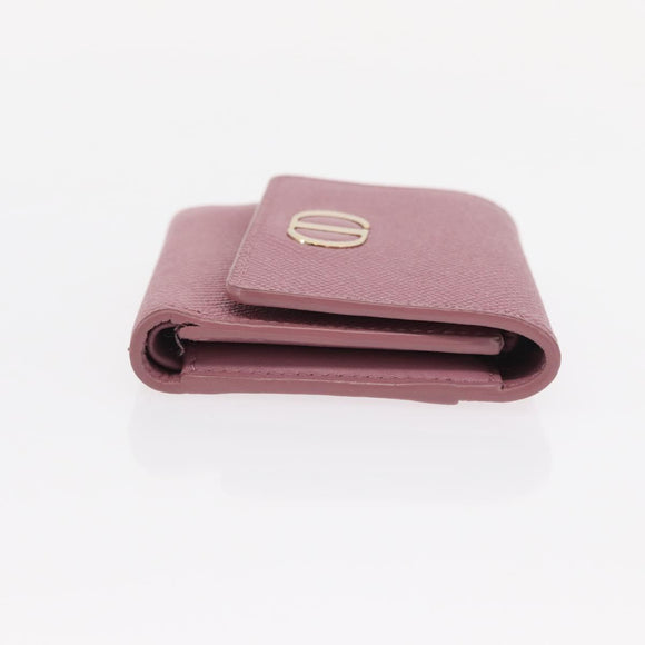 Christian Dior 30 Montaigne Compact Wallet Leather Pink Gold Auth 156710