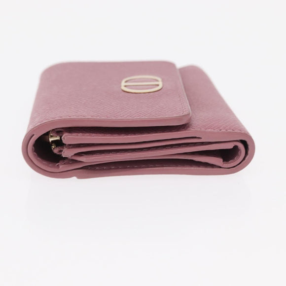 Christian Dior 30 Montaigne Compact Wallet Leather Pink Gold Auth 156710