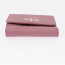 Christian Dior 30 Montaigne Compact Wallet Leather Pink Gold Auth 156710-6