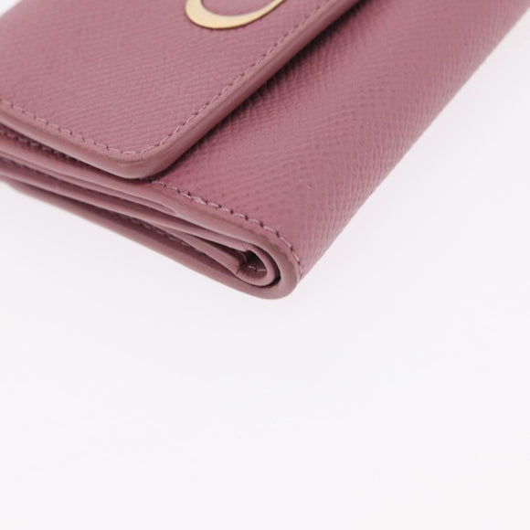 Christian Dior 30 Montaigne Compact Wallet Leather Pink Gold Auth 156710