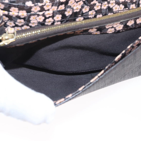 FENDI Zucchino Canvas Mamma Baguette Long Wallet PVC Brown Gold Auth 156711