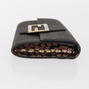FENDI Zucchino Canvas Mamma Baguette Long Wallet PVC Brown Gold Auth 156711-3