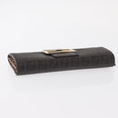 FENDI Zucchino Canvas Mamma Baguette Long Wallet PVC Brown Gold Auth 156711-5