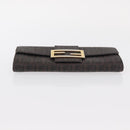 FENDI Zucchino Canvas Mamma Baguette Long Wallet PVC Brown Gold Auth 156711-6
