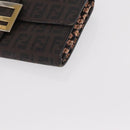 FENDI Zucchino Canvas Mamma Baguette Long Wallet PVC Brown Gold Auth 156711-14