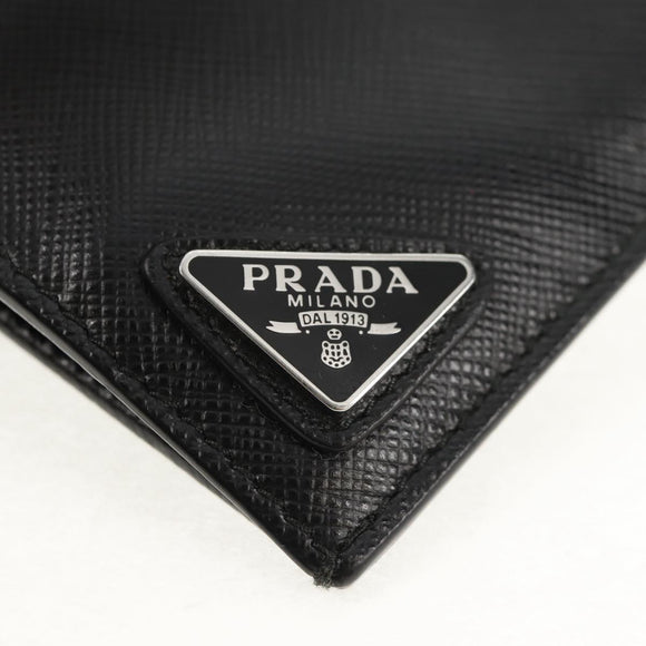 PRADA Wallet Safiano leather Black Auth 156712V