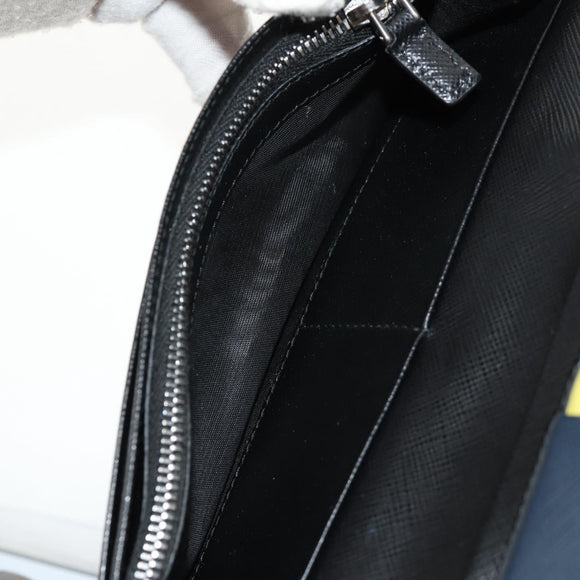 PRADA Wallet Safiano leather Black Auth 156712V
