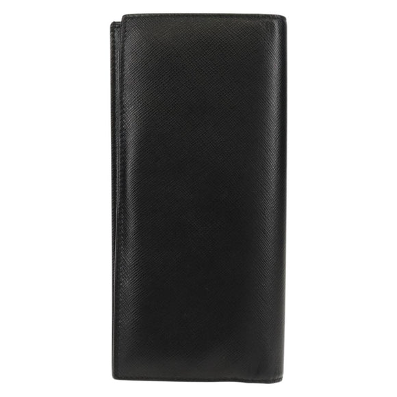 PRADA Wallet Safiano leather Black Auth 156712V