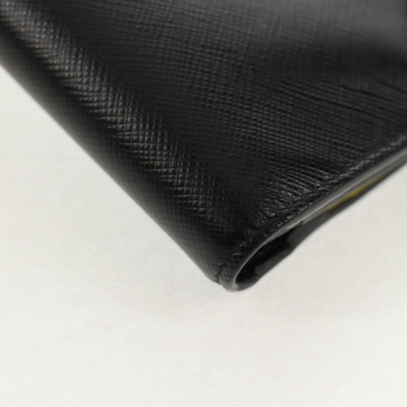 PRADA Wallet Safiano leather Black Auth 156712V